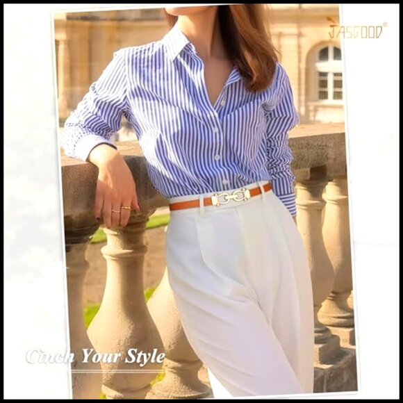 Thin Pu Leather Skinny Belts Adjustable Gold Buckle Minimal Chic Accessory main image 7